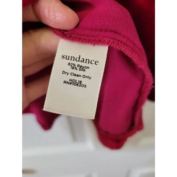 SUNDANCE Silk Blend Velvet Nuance Collared Pullover Shirt Raspberry Red Size L - Picture 5 of 7